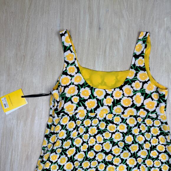 NWT DVF X Target Mini Yellow Black Poppy Floral 90's Cottagecore Shift Dress 14 - Picture 11 of 12